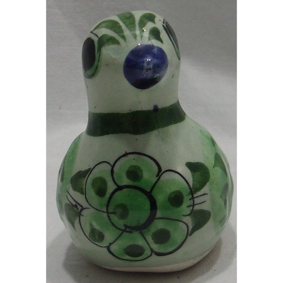 VTG Tanola Light & Dark Green Hand Painted Bird Signed "CAT" Mexico 2 3/4" - Picture 4 of 8